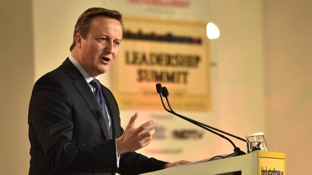 Former Britain prime minister David Cameron at the Hindustan Times Leadership Summit, 2016, at Taj Palace in New Delhi. (Ajay Aggarwal /HT PHOTO)