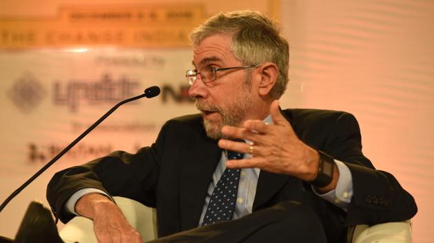 Dr. Paul Krugman, American economist and a columnist for New York Times, speaks during the Hindustan Times Leadership Summit 2016. (Virendra Singh Gosain/HT PHOTO)
