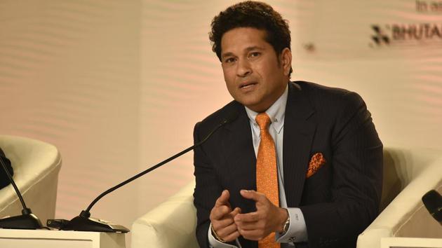 Former cricketer Sachin Tendulkar speaks at the Hindustan Times Leadership Summit last year. (Raj K Raj/HT PHOTO)