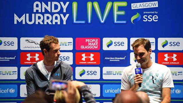 Roger Federer (R) and Andy Murray attend a press conference after the match. (AFP) Roger Federer (R) and Andy Murray attend a press conference after the match. (AFP)