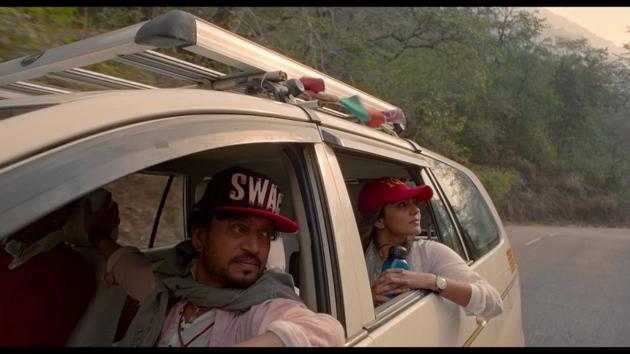 Irrfan Khan and Parvathy in a still from the latest song of Qarib Qarib Singlle. Irrfan Khan and Parvathy in a still from the latest song of Qarib Qarib Singlle.