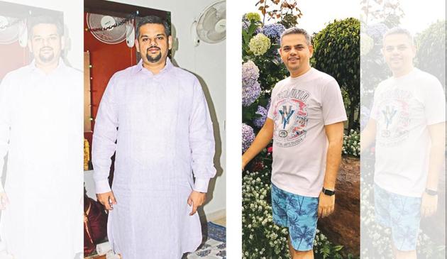 Venture capitalist Amit Rastogi who weighed a whopping 105kgs at one time (left) lost 21kgs in eight months (right ) Venture capitalist Amit Rastogi who weighed a whopping 105kgs at one time (left) lost 21kgs in eight months (right )