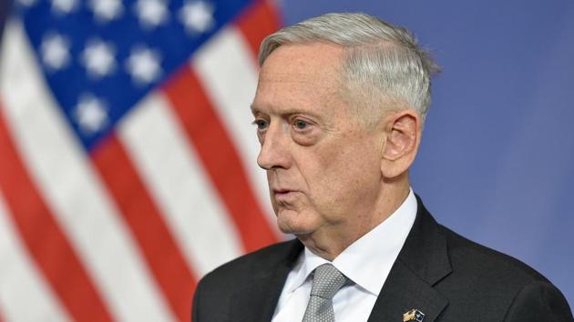 US Defense Minister James Mattis delivers a press conference during the second day of a defence ministers meeting at NATO headquarters in Brussels on November 9, 2017. (AFP) US Defense Minister James Mattis delivers a press conference during the second day of a defence ministers meeting at NATO headquarters in Brussels on November 9, 2017. (AFP)