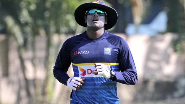Sri Lanka's Angelo Mathews warms up during the practice session. (AP) Sri Lanka's Angelo Mathews warms up during the practice session. (AP)