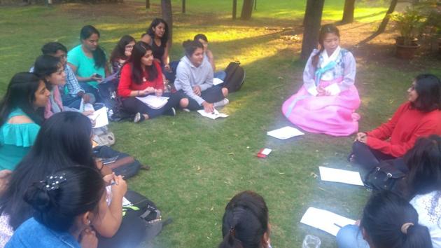 The first Indo Korean Culture Group meet organised on the NFAI lawns on Friday. (HT PHOTO) The first Indo Korean Culture Group meet organised on the NFAI lawns on Friday. (HT PHOTO)