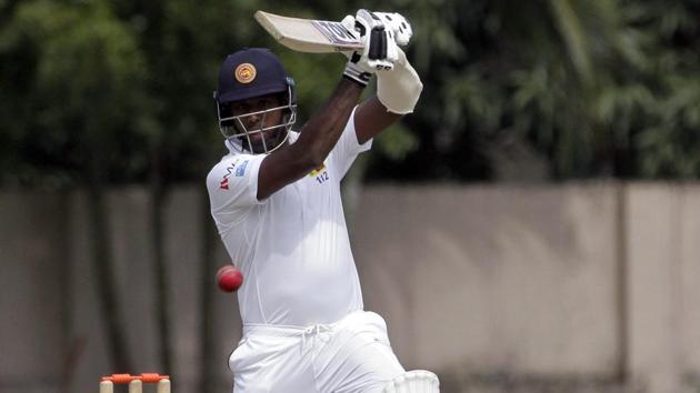 Sri Lanka's Angelo Mathews plays a shot on the first day of their two-day warm up match. (AP) Sri Lanka's Angelo Mathews plays a shot on the first day of their two-day warm up match. (AP)