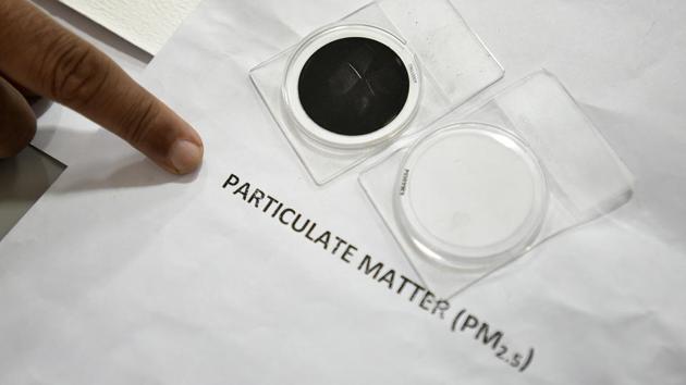 Manual air Particulate Matter (PM2.5)filters at the air lab at the Central Pollution Control Board, Parivesh Bhawan, in East Arjun Nagar, where tests map the levels in New Delhi. (Raj K Raj / HT Photo) Manual air Particulate Matter (PM2.5)filters at the air lab at the Central Pollution Control Board, Parivesh Bhawan, in East Arjun Nagar, where tests map the levels in New Delhi. (Raj K Raj / HT Photo)