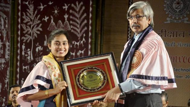Dipa Karmakar being awarded the D Lit degree from the National Institute of Technology (NIT) in Agartala. (PTI) Dipa Karmakar being awarded the D Lit degree from the National Institute of Technology (NIT) in Agartala. (PTI)