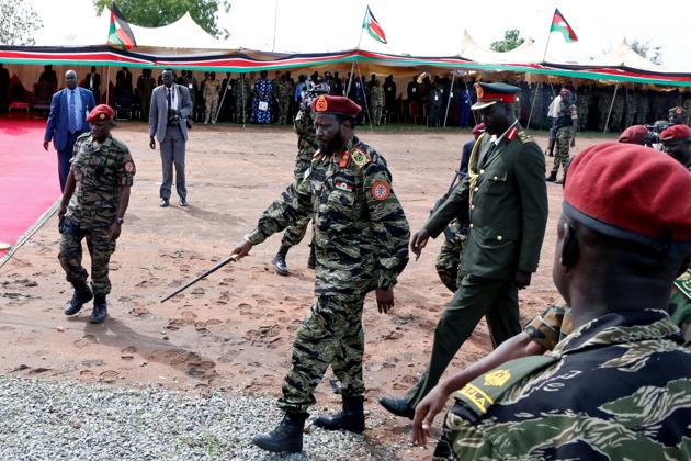 South Sudan's President Salva Kiir (centre) at the military headquarters in capital Juba. (Reuters File) South Sudan's President Salva Kiir (centre) at the military headquarters in capital Juba. (Reuters File)