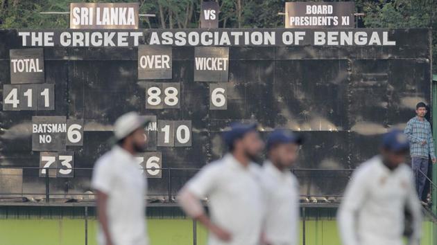 Players leave the ground at the end of the first day of the warm-up encounter in Kolkata. (AP) Players leave the ground at the end of the first day of the warm-up encounter in Kolkata. (AP)