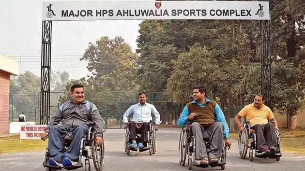 At the Paraplegic Rehabilitation Centre, Phase 6, Mohali, soldiers battle disability to become self-reliant and find new ways to contribute to our world. They also enjoy playing basketball at the sports complex in the centre.(Sikander Singh/HT)