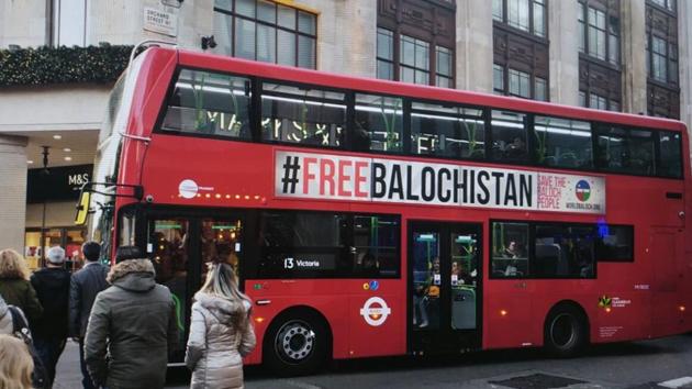 A London bus with the advertisement for “Free Balochistan”. (HT Photo) A London bus with the advertisement for “Free Balochistan”. (HT Photo)