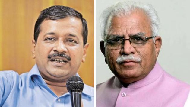Arvind Kejriwal and ML Khattar (HT Photo) Arvind Kejriwal and ML Khattar (HT Photo)