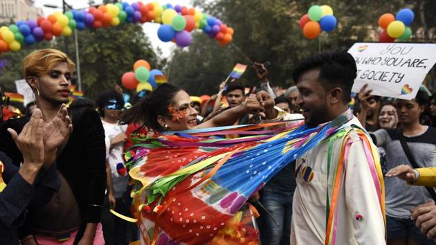 Supporters of the lesbian, gay, bisexual, transgender (LGBT) community take part in the pride parade. (Sanchit Khanna / HT Photo) Supporters of the lesbian, gay, bisexual, transgender (LGBT) community take part in the pride parade. (Sanchit Khanna / HT Photo)