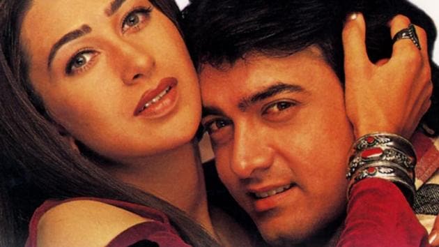 Aamir Khan and Karisma Kapoor in a still from Dharmesh Darshan's Raja Hindustani.