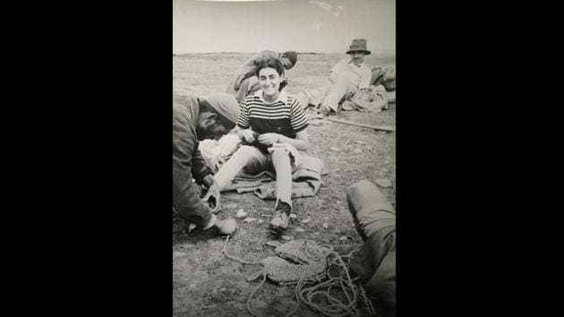 Photographed by Feroze Gandhi on their honeymoon in Jammu & Kashmir, here’s a young Indira Gandhi, seen dressed casually. (Courtesy Indira Gandhi Memorial Trust Archive) Photographed by Feroze Gandhi on their honeymoon in Jammu & Kashmir, here’s a young Indira Gandhi, seen dressed casually. (Courtesy Indira Gandhi Memorial Trust Archive)