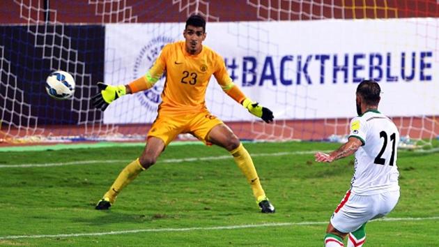Bengaluru FC’s acquisition of India’s No 1 goalie, Gurpreet Singh Sandhu (L), for their maiden ISL campaign has been the highlight of their recent transfer activities. (AFP/Getty Images)