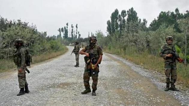 Army personnel stand guard during a gun battle with militants, who launched a pre-dawn attack on a district police complex in which three security personnel were martyred, in Pulwama of South Kashmir. (PTI File Photo) Army personnel stand guard during a gun battle with militants, who launched a pre-dawn attack on a district police complex in which three security personnel were martyred, in Pulwama of South Kashmir. (PTI File Photo)