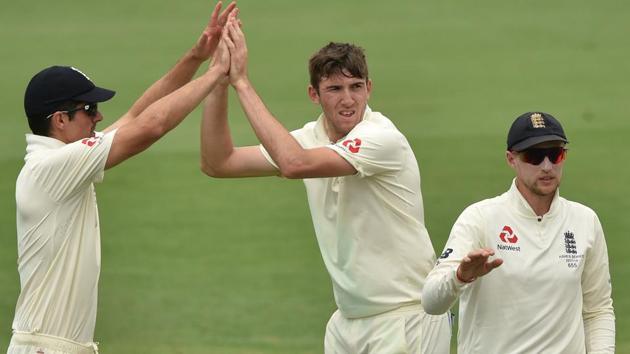 Craig Overton (middle) is in a good position to make his England debut in next week’s first Ashes Test against Australia, says bowling consultant Shane Bond. (AFP) Craig Overton (middle) is in a good position to make his England debut in next week’s first Ashes Test against Australia, says bowling consultant Shane Bond. (AFP)