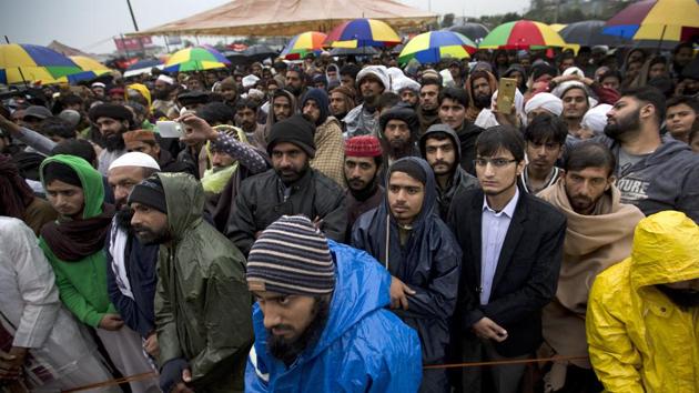 Supporters of Pakistani radical religious parties listen to their leaders during a sit-in protest in Islamabad on November 15, 2017. The religious groups are continuing their sit-in protest at the edge of Islamabad, disrupting daily life in the capital, to demand the removal of the law minister over an omitted reference to the Prophet Mohammed in a constitutional bill. (AP) Supporters of Pakistani radical religious parties listen to their leaders during a sit-in protest in Islamabad on November 15, 2017. The religious groups are continuing their sit-in protest at the edge of Islamabad, disrupting daily life in the capital, to demand the removal of the law minister over an omitted reference to the Prophet Mohammed in a constitutional bill. (AP)