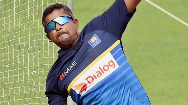Rangana Herath in action during a training session at the Eden Gardens in Kolkata. (PTI) Rangana Herath in action during a training session at the Eden Gardens in Kolkata. (PTI)