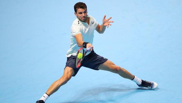 Grigor Dimitrov thrashed David Goffin 6-0, 6-2 to enter the semi-finals at the ATP Finals tennis. (REUTERS) Grigor Dimitrov thrashed David Goffin 6-0, 6-2 to enter the semi-finals at the ATP Finals tennis. (REUTERS)