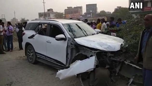 BJP leader Shiva Kumar was shot dead inside his car by assailants in Greater Noida’s Bisrakh on Thursday. (ANI Photo/Twitter) BJP leader Shiva Kumar was shot dead inside his car by assailants in Greater Noida’s Bisrakh on Thursday. (ANI Photo/Twitter)