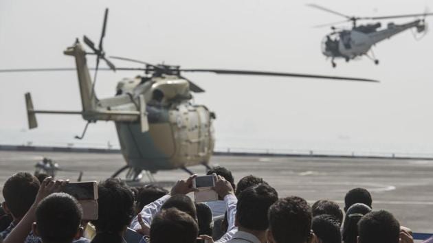 A large number of children visited the air station and utilised the opportunity to understand and appreciate the yeoman service being rendered by the Air Arm of the Indian Navy. The event was organised with a motive to create an environment to motivate the young minds while instilling a sense of patriotism and pride for their armed forces. (Pratik Chorge/ HT Photo) A large number of children visited the air station and utilised the opportunity to understand and appreciate the yeoman service being rendered by the Air Arm of the Indian Navy. The event was organised with a motive to create an environment to motivate the young minds while instilling a sense of patriotism and pride for their armed forces. (Pratik Chorge/ HT Photo)