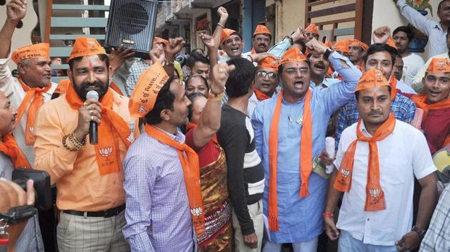 Members of Patidar Anamat Andolan Samiti protesting against BJP during an election campaign in Surat. (PTI File Photo) Members of Patidar Anamat Andolan Samiti protesting against BJP during an election campaign in Surat. (PTI File Photo)