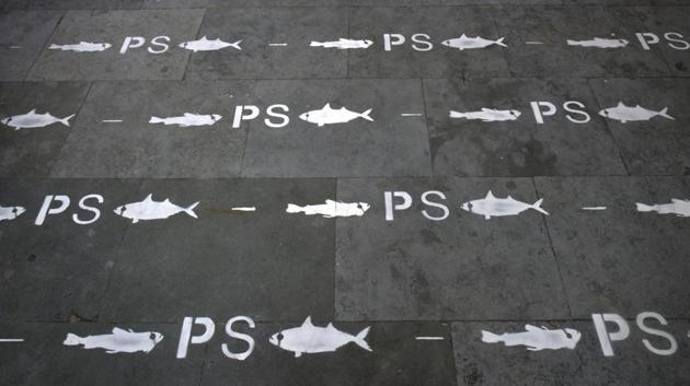 A general view of a painted street symbolises the traditional fishing community as part of the Urban Art Festival in Mumbai. The medium of the artworks displayed include graffiti, street-art styles and various installations. (Anshuman Poyrekar / HT Photo)