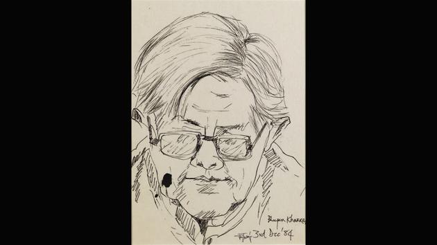 Bhupen Khakhar was a leading contemporary artist from Gujarat, India. Khakhar openly explored his sexuality within his work, touching on the personal and cultural implications of same-sex intimacy within Indian society. He often included himself in these amorous or contemplative scenes. Das made his portrait in 1984. (Jatin Das) Bhupen Khakhar was a leading contemporary artist from Gujarat, India. Khakhar openly explored his sexuality within his work, touching on the personal and cultural implications of same-sex intimacy within Indian society. He often included himself in these amorous or contemplative scenes. Das made his portrait in 1984. (Jatin Das)