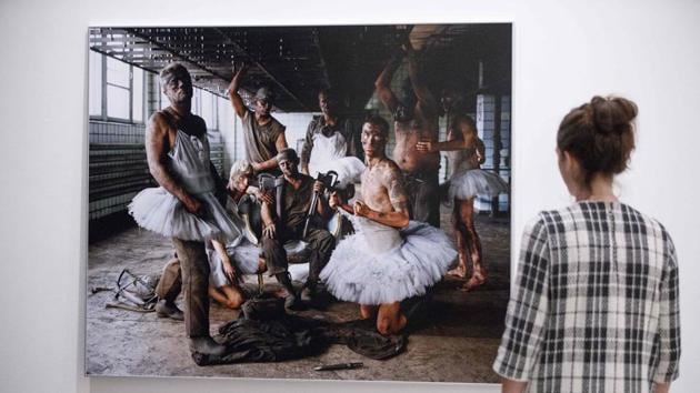 A piece from Ukrainian artist Arsen Savadov ‘s 'Donbass-Chocolate' project seen t the 'Art Riot: Post-Soviet Actionism' and 'Inside Pussy Riot' exhibitions at Saatchi Gallery. Despite the limitations, both Alyokhina and Guelman believe Russia can still be the incubator of great art. (Tolga Akmen / AFP)