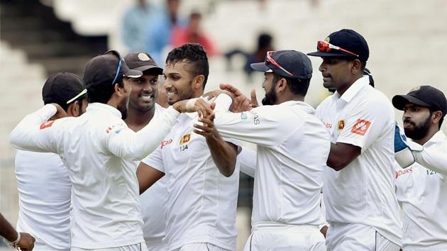Shanaka, playing just his second Test after his debut against England last year, also got R Ashwin for four, putting the hosts in trouble at 50/5. (PTI) Shanaka, playing just his second Test after his debut against England last year, also got R Ashwin for four, putting the hosts in trouble at 50/5. (PTI)