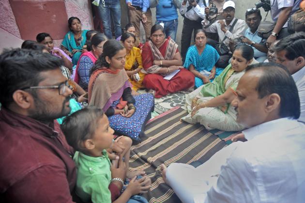 Senior NCP leader and former deputy chief minister Ajit Pawar meets the family members of Aniket Kothale, the Sangli custodial death victim, at Bharat Nagar in Sangli on Friday. (UDAY DEOLEKAR/HT Photo) Senior NCP leader and former deputy chief minister Ajit Pawar meets the family members of Aniket Kothale, the Sangli custodial death victim, at Bharat Nagar in Sangli on Friday. (UDAY DEOLEKAR/HT Photo)