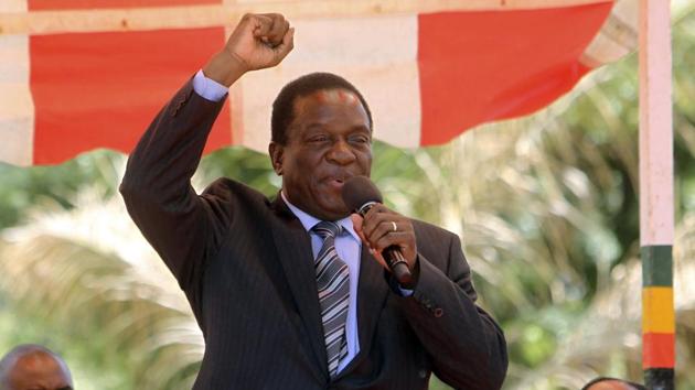 Zimbabwean vice-president Emmerson Mnangagwa greets party supporters at the ZANU-PF headquarters in Harare. (AP File Photo) Zimbabwean vice-president Emmerson Mnangagwa greets party supporters at the ZANU-PF headquarters in Harare. (AP File Photo)