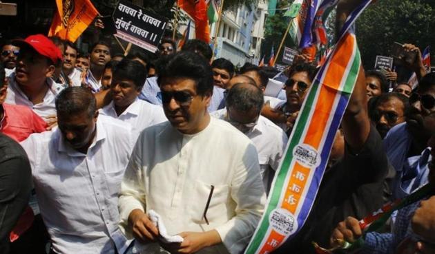 MNS chief Raj Thackeray along with supporters at his October 5 protest march. (Pratik Chorge/HT) MNS chief Raj Thackeray along with supporters at his October 5 protest march. (Pratik Chorge/HT)