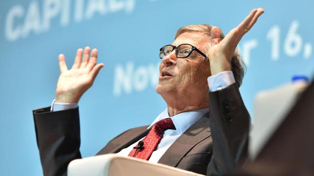 American businessman and co-founder of the Microsoft Corporation Bill Gates, speaks during a panel discussion upon Human Capital, Growth and Public Policy at Teen Murti Bhavan in New Delhi on November 16, 2017. Gates also met with Uttar Pradesh chief minister Yogi Adityanath on Friday. (Sanchit Khanna / HT Photo) American businessman and co-founder of the Microsoft Corporation Bill Gates, speaks during a panel discussion upon Human Capital, Growth and Public Policy at Teen Murti Bhavan in New Delhi on November 16, 2017. Gates also met with Uttar Pradesh chief minister Yogi Adityanath on Friday. (Sanchit Khanna / HT Photo)