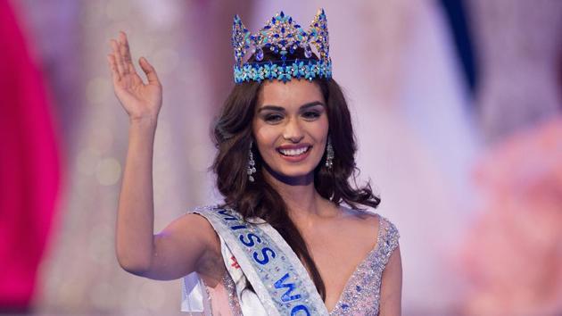 滨苍诲颈补’蝉 Manushi Chhillar won the coveted Miss World 2017 pageant.(AFP Photo)