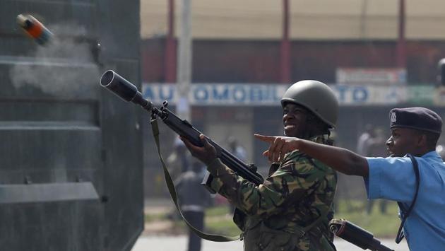 Anti-riot police fire tear gas to disperse supporters of Kenyan opposition National Super Alliance (NASA) coalition in Nairobi, Kenya. Police warned earlier this week that they would not allow a ceremony to welcome Odinga. (Baz Ratner / REUTERS)