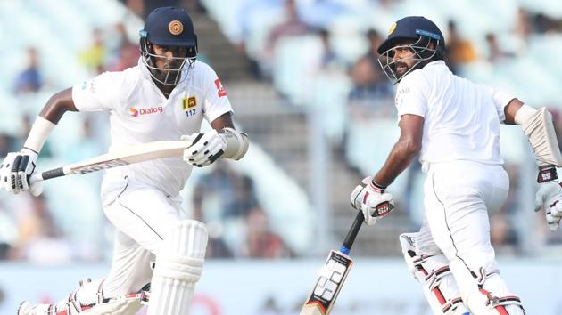 Angelo Mathews and Lahiru Thirimanne during their 99-run stand in the India vs Sri Lanka Test in Kolkata. (AFP) Angelo Mathews and Lahiru Thirimanne during their 99-run stand in the India vs Sri Lanka Test in Kolkata. (AFP)