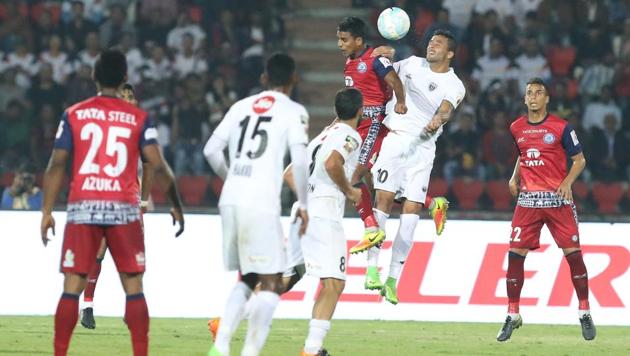 NorthEast United FC could only manage a goalless draw against Jamshedpur FC in their opening Indian Super League game.(ISL / SPORTZPICS)