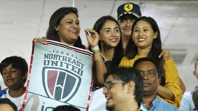 Fans cheer during the match between NorthEast United FC and Jamshedpur FC. (ISL / SPORTZPICS) Fans cheer during the match between NorthEast United FC and Jamshedpur FC. (ISL / SPORTZPICS)
