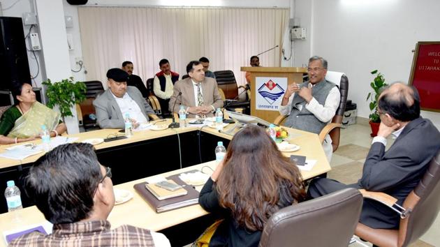 Chief minister Trivendra Singh Rawat interacts with top bureaucrats at the inaugural session of the five-day conference of the Uttarakhand cadre IAS officers in Dehradun on Thursday. (HT File Photo) Chief minister Trivendra Singh Rawat interacts with top bureaucrats at the inaugural session of the five-day conference of the Uttarakhand cadre IAS officers in Dehradun on Thursday. (HT File Photo)