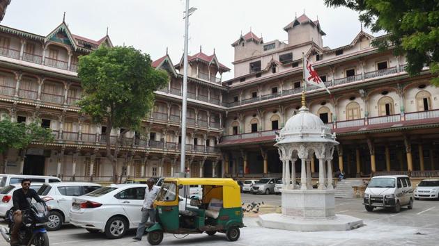 A view of the parking lot next to the Swaminarayan Kalupur Temple in Ahmedabad. Ahmedabad’s conservation committee has three years to document close to 3,000 buildings of heritage value to strict UNESCO standards. UNESCO could revoke or downgrade Ahmedabad’s listing to “heritage in danger” should the deadline be missed and the committee fail to show it has slowed the decline and destruction of the old city. (Sam Panthaky / AFP) A view of the parking lot next to the Swaminarayan Kalupur Temple in Ahmedabad. Ahmedabad’s conservation committee has three years to document close to 3,000 buildings of heritage value to strict UNESCO standards. UNESCO could revoke or downgrade Ahmedabad’s listing to “heritage in danger” should the deadline be missed and the committee fail to show it has slowed the decline and destruction of the old city. (Sam Panthaky / AFP)