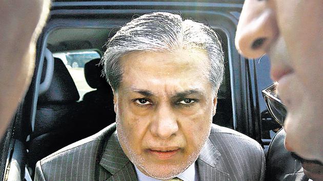 File photo of Pakistan finance minister Ishaq Dar arriving to appear in an anti-corruption court in Islamabad on September 27, 2017. The court recently indicted Dar, a close aide of ousted premier Nawaz Sharif, over graft allegations after investigators found his assets did not match his reported income. (AP) File photo of Pakistan finance minister Ishaq Dar arriving to appear in an anti-corruption court in Islamabad on September 27, 2017. The court recently indicted Dar, a close aide of ousted premier Nawaz Sharif, over graft allegations after investigators found his assets did not match his reported income. (AP)