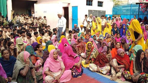 A mother-teacher meeting at a government school in Bhilwara on Saturday . (HTPhoto) A mother-teacher meeting at a government school in Bhilwara on Saturday . (HTPhoto)