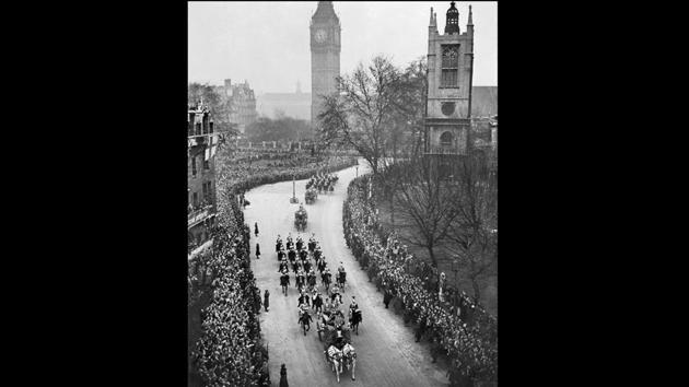 A large crowd salutes Princess Elizabeth and Philip Duke of Edinburgh as they pass in a horse drawn carriage, on their wedding day in London. When 21-year-old Princess Elizabeth married 26-year-old Lieutenant Philip Mountbatten at Westminster Abbey in 1947, the wedding sparked joy in a country recovering from World War II. The Queen is the first monarch in British history to celebrate a platinum wedding anniversary. (AFP Photo) A large crowd salutes Princess Elizabeth and Philip Duke of Edinburgh as they pass in a horse drawn carriage, on their wedding day in London. When 21-year-old Princess Elizabeth married 26-year-old Lieutenant Philip Mountbatten at Westminster Abbey in 1947, the wedding sparked joy in a country recovering from World War II. The Queen is the first monarch in British history to celebrate a platinum wedding anniversary. (AFP Photo)