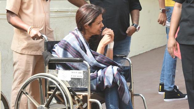Rashmi Shahbazkar at Lilavati Hospital on Saturday. (Satyabrata Tripathy/HT Photo) Rashmi Shahbazkar at Lilavati Hospital on Saturday. (Satyabrata Tripathy/HT Photo)
