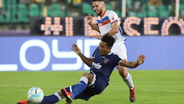Ferran Corominas Telechea scored one of the three goals for FC Goa. (ISL / SPORTZPICS) Ferran Corominas Telechea scored one of the three goals for FC Goa. (ISL / SPORTZPICS)