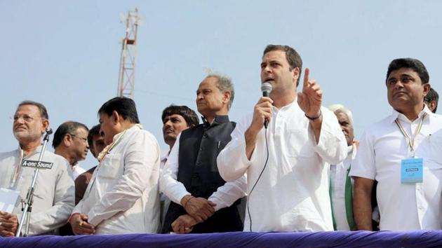 Congress vice president Rahul Gandhi during an election campaign in Gandhinagar, Gujarat.(PTI File Photo)